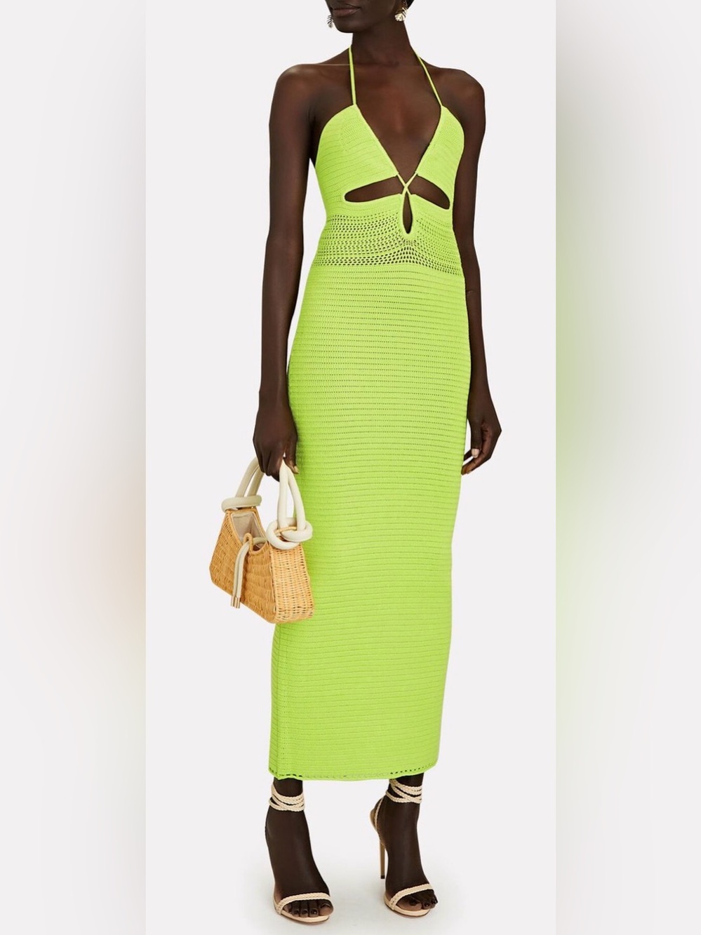 NWT RONNY KOBO TOPUT CROCHET-KNIT CUTOUT HALTER DRESS - Size Small